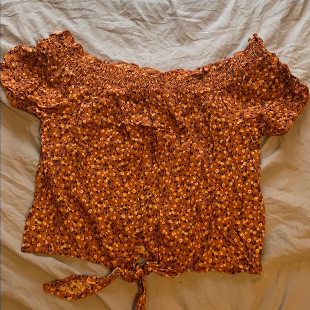 Tillys orange flower off the shoulder top